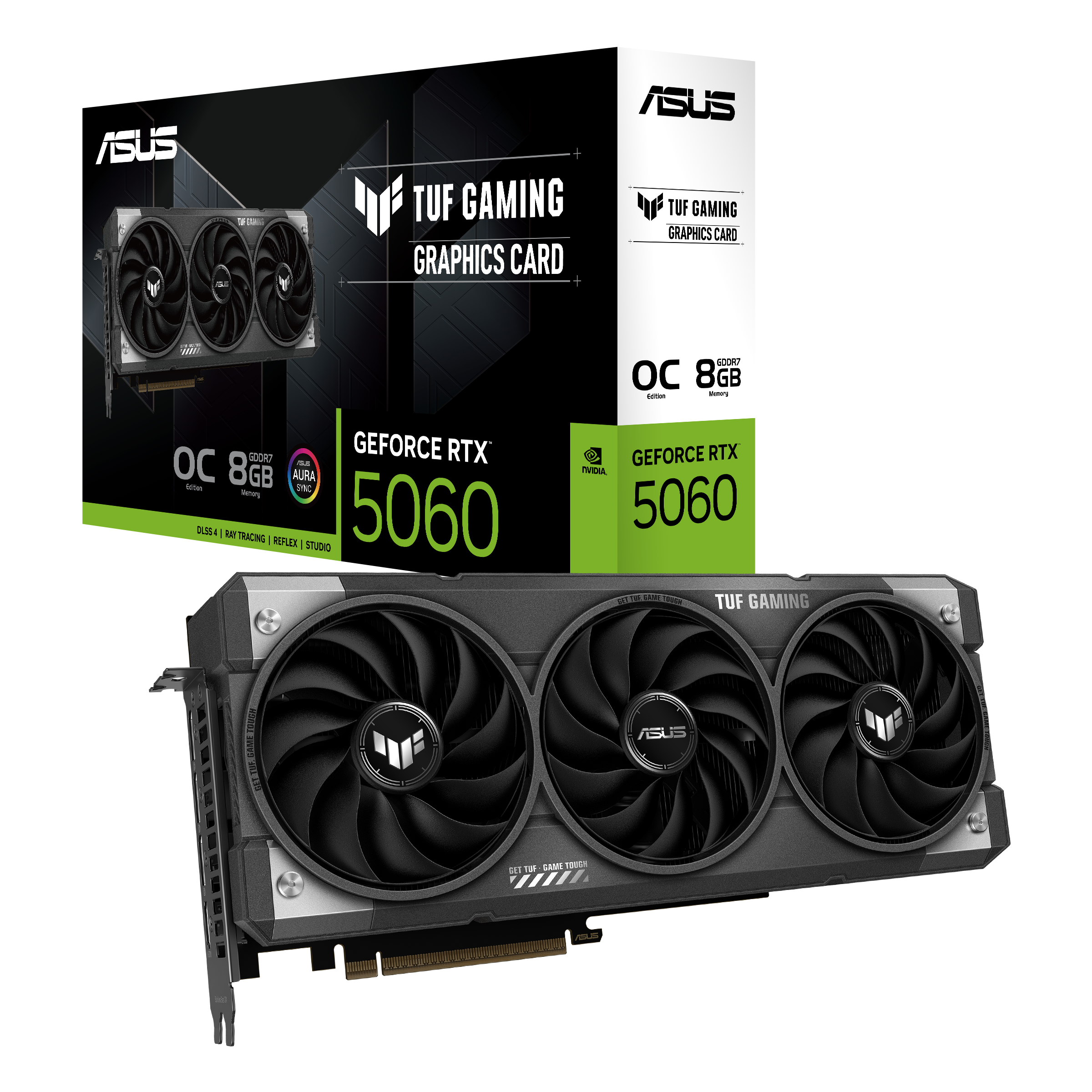 ASUS TUF Gaming GeForce RTX 5060 OC Edition 8GB GDDR7 Gaming Grafikkarte (Nvidia GeForce RTX5060 DLSS 4, 3,125-Slot Design, PCIe 5.0, 3X DisplayPort 2.1b, 1x HDMI 2.1b, TUF-RTX5060-O8G-GAMING)